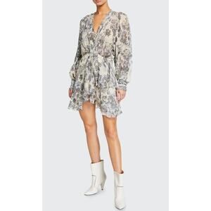 IRO Paris Patchak Chiffon Georgette Crossover Deep V-Neck Dress 34 2 NWOT $500